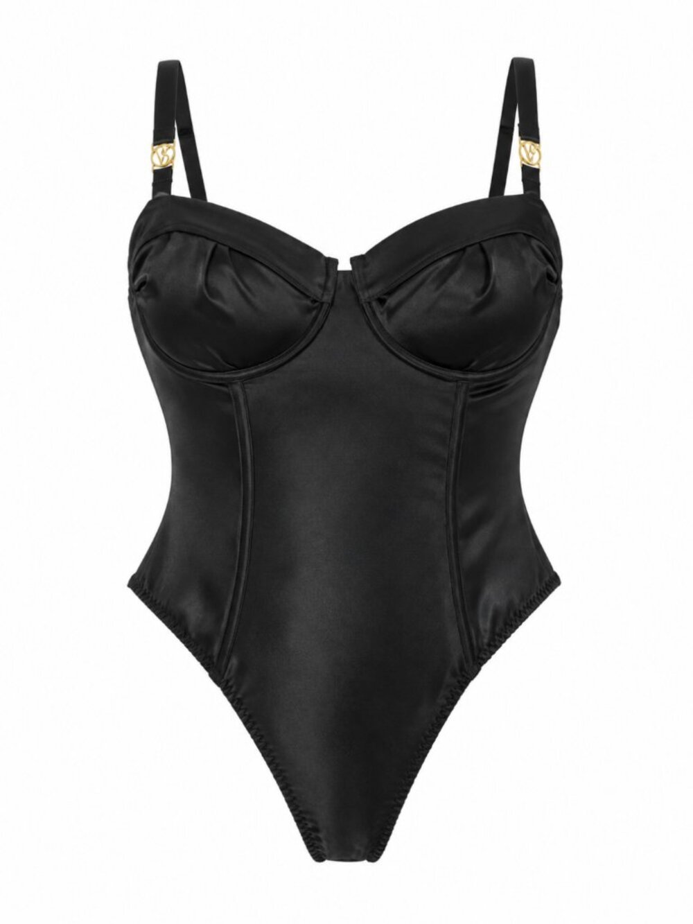 Victoria’s Secret Black Satin Bustier Bodysuit XL